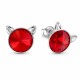 Серебряные серьги 925 пробы «Кошка (Light Siam)» с кристаллами Swarovski®