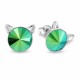 Sidabriniai auskarai „Cat (Scarabaeus Green)“ su Swarovski® kristalais