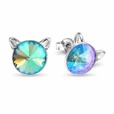 Sidabriniai auskarai „Cat (Paradise Shine)“ su Swarovski® kristalais