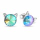 Серебряные серьги 925 пробы «Кошка (Paradise Shine)» с кристаллами Swarovski®