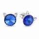 Серебряные серьги 925 пробы «Кошка (Sapphire)» с кристаллами Swarovski®