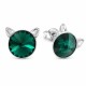 925 Sterling Silver Earrings “Cat (Emerald)” created with Crystals by Swarovski®
