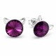 925 Sterling Silver Earrings “Cat (Amethyst)” created with Crystals by Swarovski®