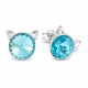 Sidabriniai auskarai „Cat (Light Turquoise)“ su Swarovski® kristalais