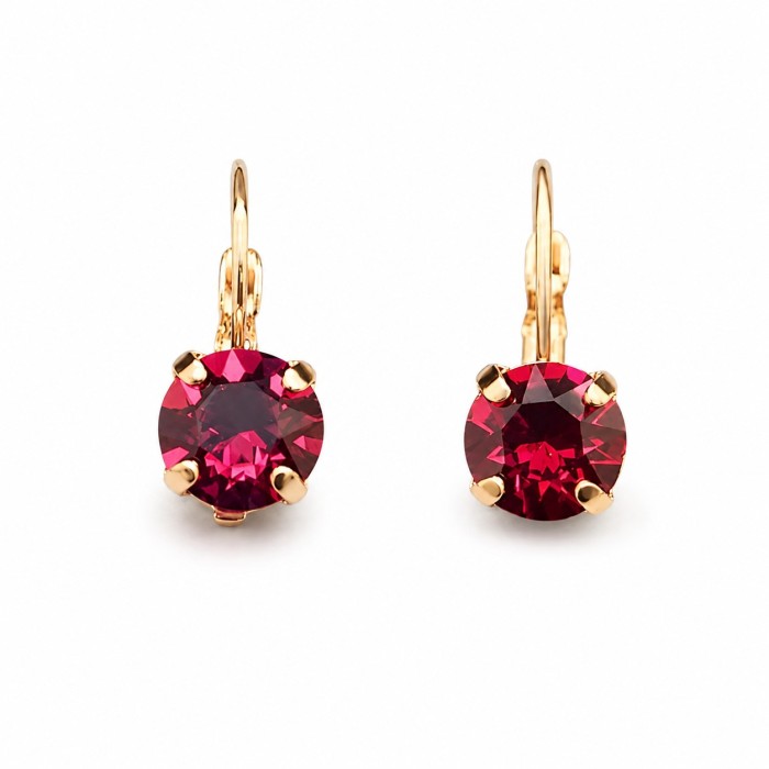 Auskarai moterims DiamondSky „Glory (Ruby)“ su Swarovski kristalais