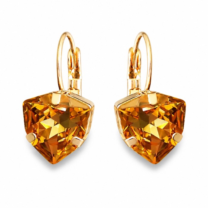 Серьги «Бермудский Треугольник (Light Colorado Topaz)» с кристаллами Swarovski®