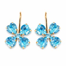Auskarai moterims DiamondSky „Crystal Clover (Aquamarine Blue)“ su Swarovski kristalais