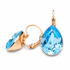 Auskarai moterims DiamondSky „Crystal Drop II (Aquamarine Blue)“ su Swarovski kristalais