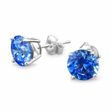 Sidabriniai auskarai moterims DiamondSky „Juno (Arctic Blue)“ su Swarovski kristalais