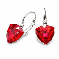 Auskarai moterims DiamondSky „Bermuda Triangle (Scarlet)“ su Swarovski kristalais