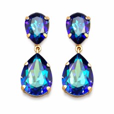 Auskarai moterims DiamondSky „Crystal Drop III (Bermuda Blue)“ su Swarovski kristalais