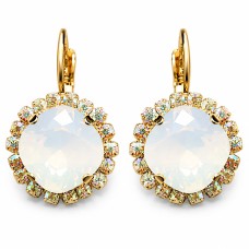 Серьги «Ослепительный Блеск III (White Opal)» с кристаллами Swarovski®