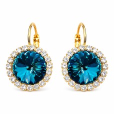 Auskarai moterims DiamondSky „Clarice (Bermuda Blue)“ su Swarovski kristalais