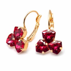Auskarai moterims DiamondSky „Bermuda Triangle III (Scarlet)“ su Swarovski kristalais