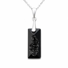 Sidabrinis kaklo papuošalas moterims DiamondSky „Growing Crystal II (Jet)“ su Swarovski kristalais