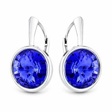 Sidabriniai auskarai moterims DiamondSky „Clarice (Sapprhie)„ su Swarovski kristalais