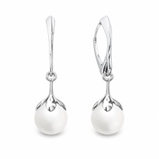 Sidabriniai auskarai moterims DiamondSky „Pearl Galaxy (White)„ su Preciosa® kristalais