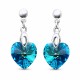 Серебряные серьги 925 пробы «Влюблённое Сердце II (Bermuda Blue)» с кристаллами Swarovski®