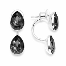 Sidabriniai auskarai „Dew Drop (Silver Night)“ su Swarovski® kristalais