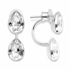 Sidabriniai auskarai „Dew Drop“ su Swarovski® kristalais
