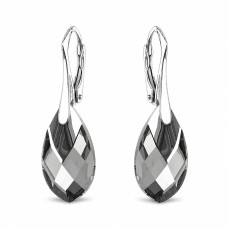 Sidabriniai auskarai moterims DiamondSky „Baroque II (Black Diamond Light Chrome)„ su Swarovski kristalais