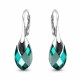 Серебряные серьги 925 пробы «Барокко III (Emerald Light Chrome)» с кристаллами Swarovski®