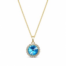 Kaklo papuošalas moterims DaimondSky Clarice (Aquamarine Blue) su Swarovski kristalais