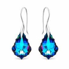 Серебряные серьги 925 пробы «Барокко IV (Meridian Blue)» с кристаллами Swarovski®