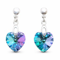 Серебряные серьги 925 пробы «Влюблённое Сердце II (Vitrail Light)» с кристаллами Swarovski®