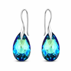 Серебряные серьги 925 пробы «Барокко (Bermuda Blue)» с кристаллами Swarovski®
