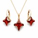 Papuošalų rinkinys moterims DiamondSky „Crystal Rhombus II (Light Siam Metallic Light Gold)“ su Swarovski kristalais