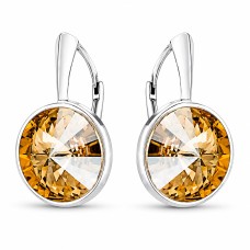 Серебряные серьги 925 пробы «Кларис (Golden Shadow)» с кристаллами Swarovski®