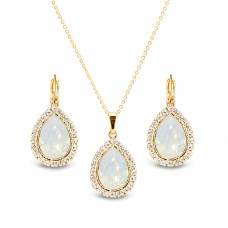 Papuošalų rinkinys moterims „Celestial Drop (White Opal)“ su Swarovski® kristalais