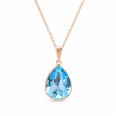 Kaklo papuošalas moterims DiamondSky Crystal Drop II (Aquamarine Blue) su Swarovski kristalais
