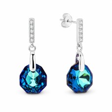 Sidabriniai auskarai „Calathea (Bermuda Blue)“ su Swarovski® kristalais