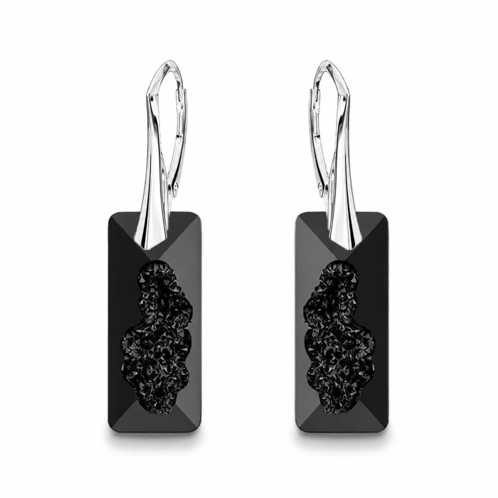 Серебряный комплект «Растущий Кристалл II (Jet)» с кристаллами Swarovski®