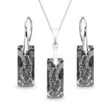 Sidabrinis papuošalų rinkinys moterims DiamondSky „Growing Crystal II (Silver Night)“ su Swarovski kristalais