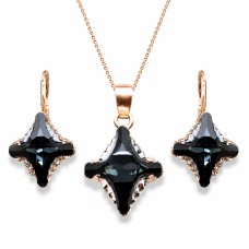 Papuošalų rinkinys moterims „Crystal Rhombus II (Graphite Lite Chrome)“ su Swarovski® kristalais