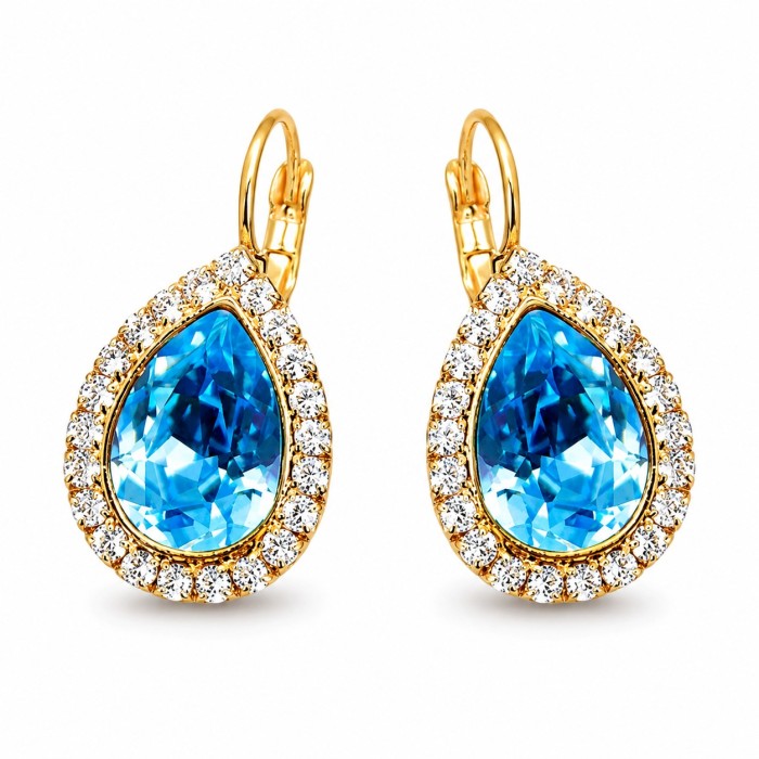 Jewelry Set “Celestial Drop” (Aquamarine Blue) embellished with Crystals by Swarovski®