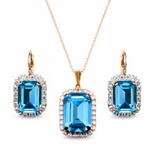 Papuošalų rinkinys moterims „Lourdes (Aquamarine)“ su Swarovski® kristalais