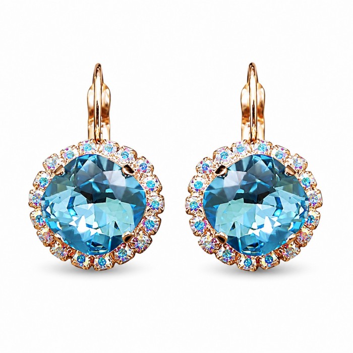 Papuošalų rinkinys moterims DiamondSky „Glare III (Aquamarine Blue)“ su Swarovski kristalais