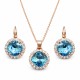 Papuošalų rinkinys moterims DiamondSky „Glare III (Aquamarine Blue)“ su Swarovski kristalais