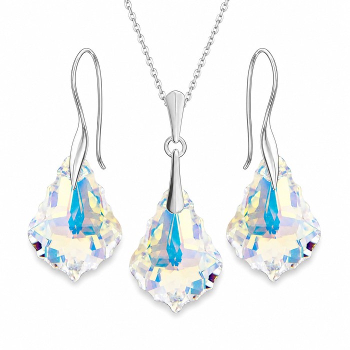 Sidabrinis papuošalų rinkinys moterims „Baroque IV (Aurora Borealis)“ su Swarovski® kristalais