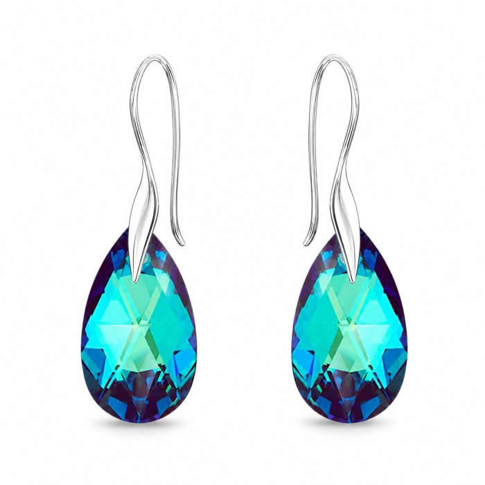 Серебряный комплект «Барокко (Bermuda Blue)» с кристаллами Swarovski®