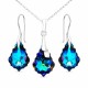 Серебряный женский комплект 925 пробы «Барокко IV (Meridian Blue)» с кристаллами Swarovski®