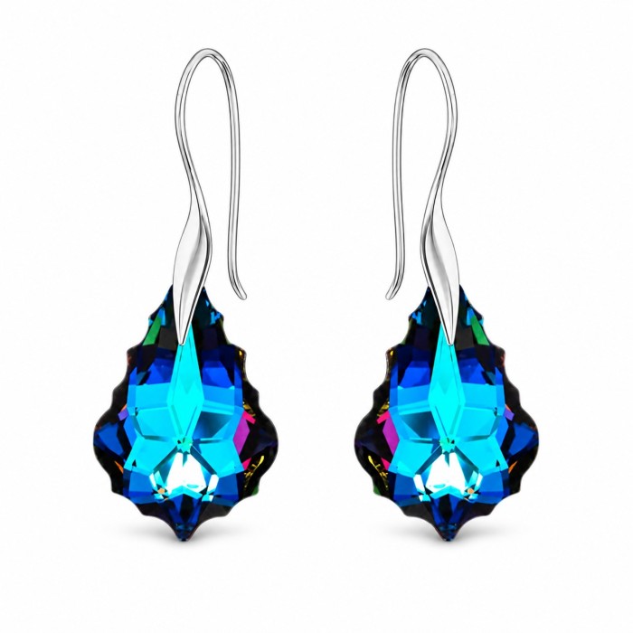 Серебряный женский комплект 925 пробы «Барокко IV (Meridian Blue)» с кристаллами Swarovski®