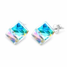 Sidabriniai auskarai „Rubicon II (Aurora Borealis)“ su Swarovski® kristalais