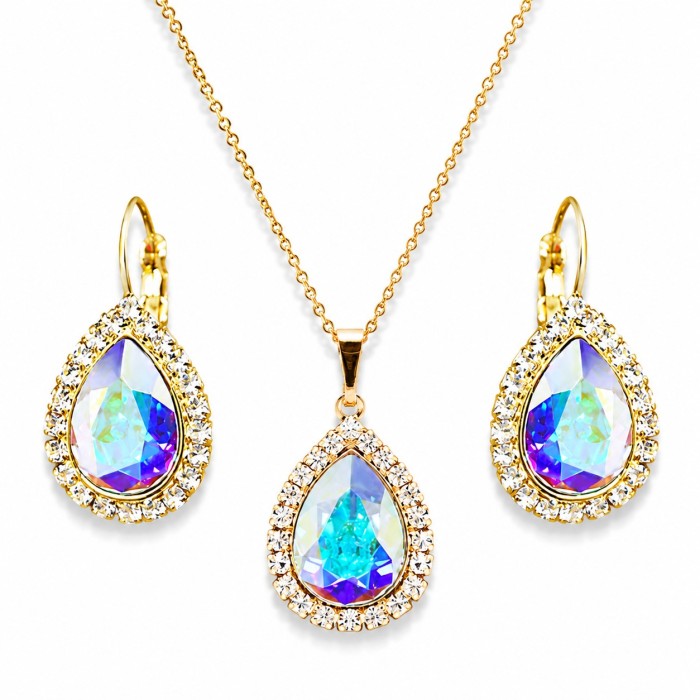 Jewelry Set “Celestial Drop (Aurora Borealis)” created with Crystals by Swarovski®