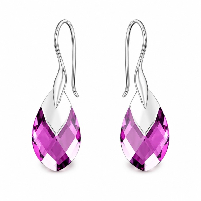 925 Sterling Silver Jewelry Set “Baroque II” (Amethyst Light Chrome) adorned with Crystals by Swarovski®