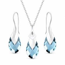 Sidabrinis papuošalų rinkinys moterims „Baroque II (Aquamarine Light Chrome)“ su Swarovski® kristalais